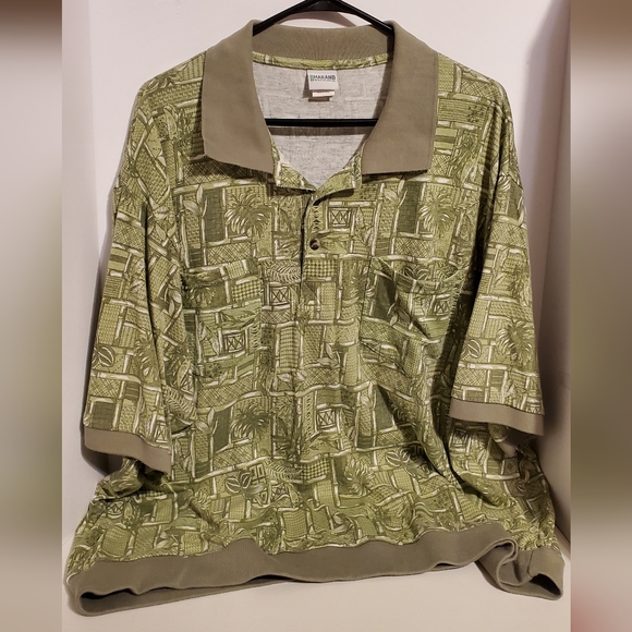 Vintage Haband Men's Pullover Polo Short Sleeve 2 Pocket Shirt 3X Green - Picture 1 of 4